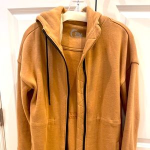 ZYIA Camel Long Hooded Sweatshirt Jacket